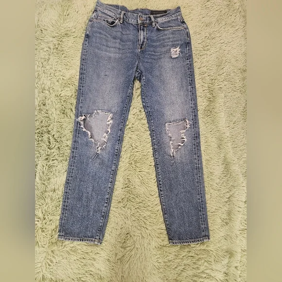 ALLSAINTS Women Amy Girlfriend Distressed Jeans - Picture 1 of 12
